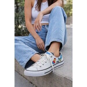 Converse Chuck Taylor All Star Low Top White Canvas Sneakers Multicolor Graphic